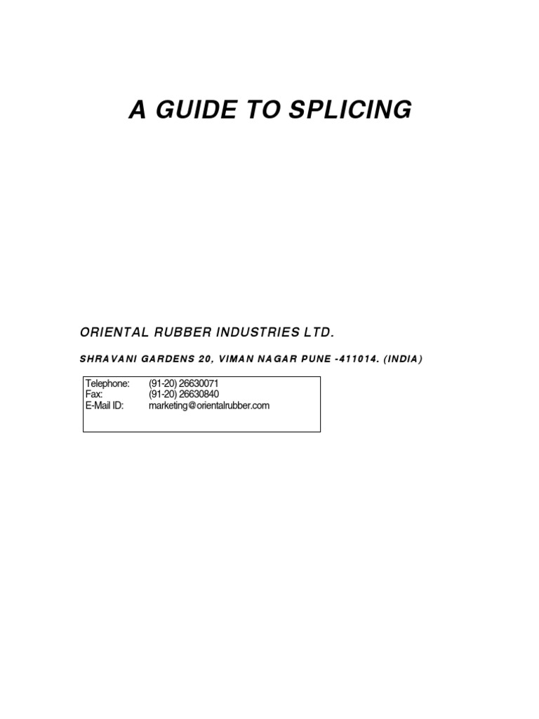 Conveyor Belt Splicing Guide PDF Belt (Mechanical) Natural Rubber