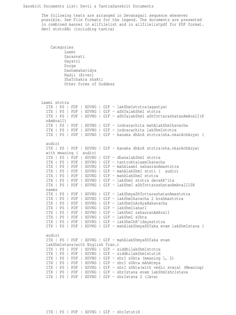 Sanskrit Documents Devii Tantra Pdf Devi Hindu Literature