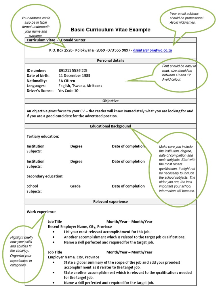 Basis curriculum vitae image