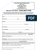 Enrolment Form May Half Term 2013