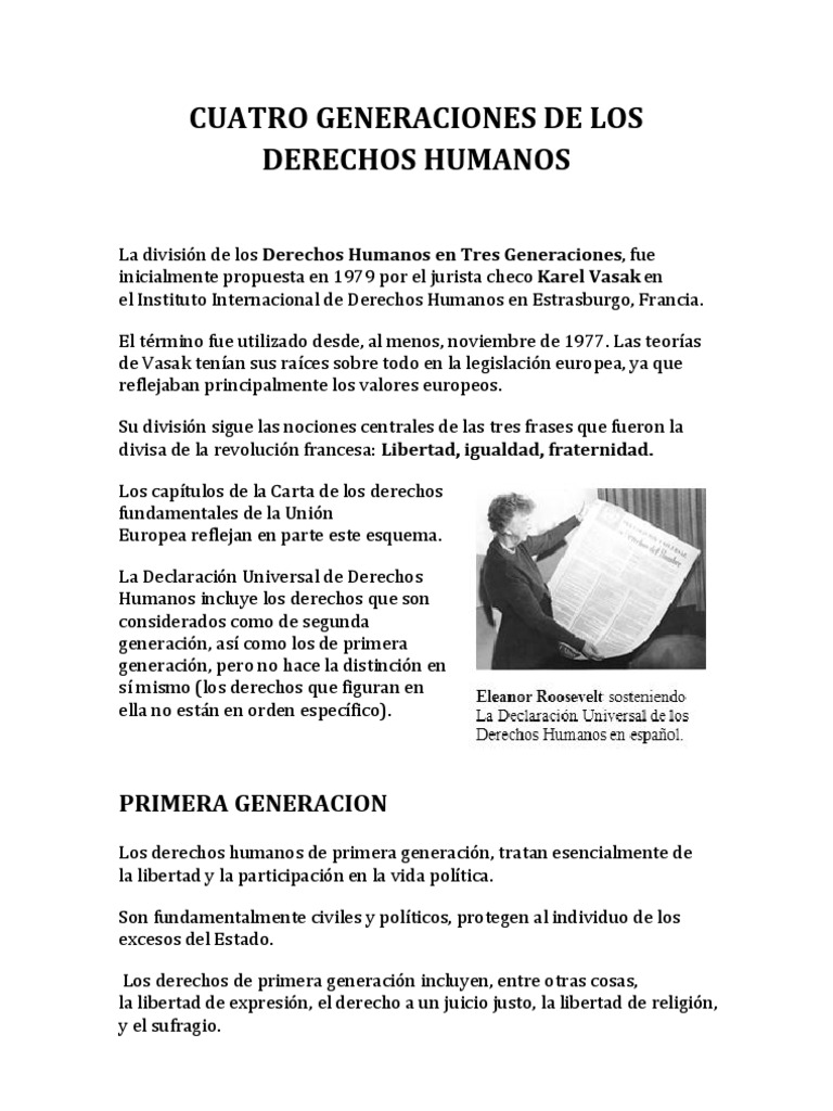 Cuatro Generaciones de Los Derechos Humanos | Descargar gratis PDF ...
