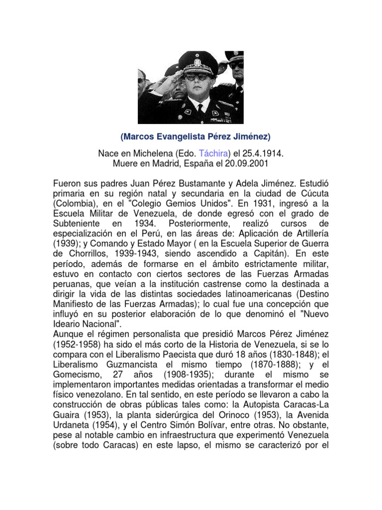 Marcos Pérez Jimenez Venezuela Política