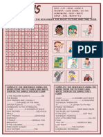 Write The Actions From The Box Under The Right Picture and Find Them in The Wordsearch