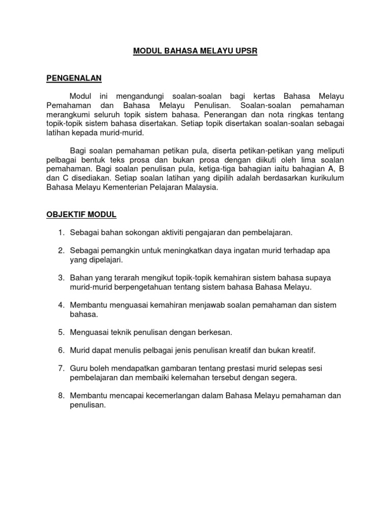 Modul Bahasa Melayu Upsr