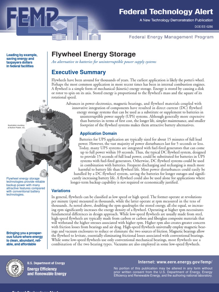 DOE/EE0286 Flywheel Energy Storage An Alternative To Batteries For