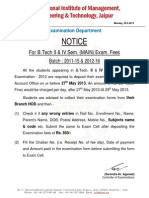 Updated Notice Exam Form of II & IV Sem. (Main) Exam - 2013 (Batch 2011-15 & 2012-16)