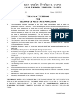 Eksguyky LQ (KKFM+ K Fo'Ofo - Ky ) MN Iqj: Terms & Conditions For The Post of Assistant Professor