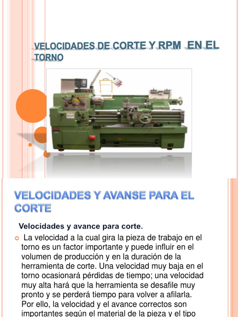Velocidades de Corte y RPM en El Torno | PDF | Rieles | Materiales