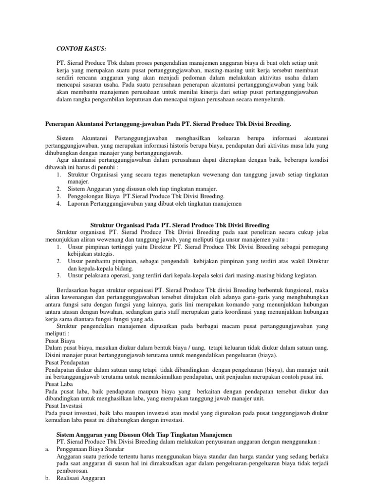 Contoh Kasus Pusat Pendapatan Dan Beban Kel 3