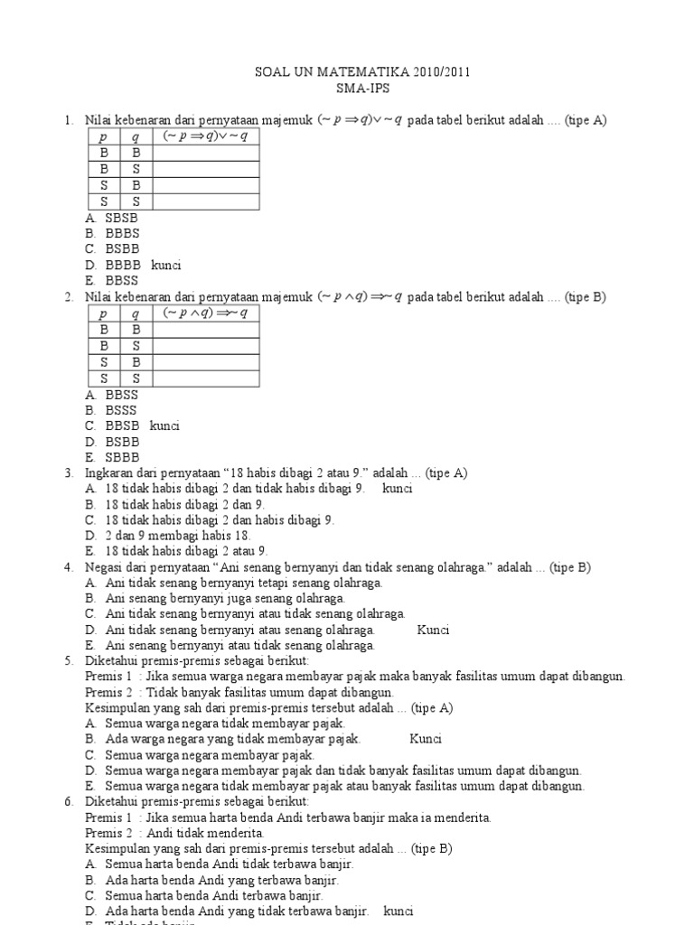 Soal Un Matematika Sma Ips Pdf