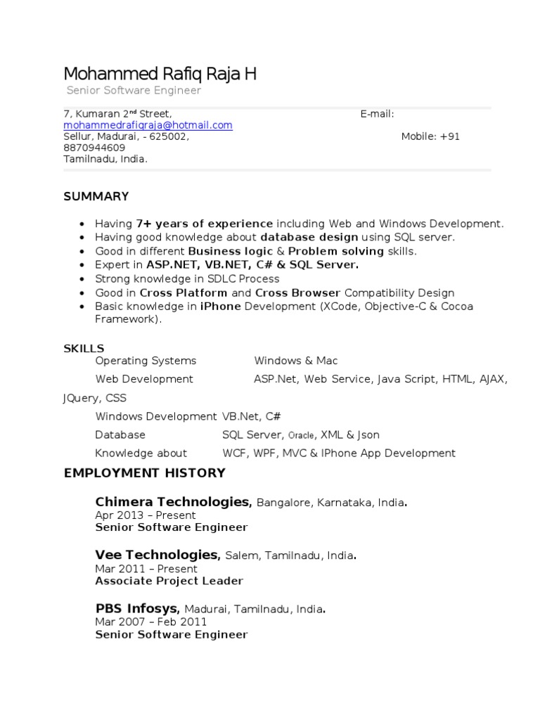 Senior Software Engineer Resume | PDF | Java Script | Ajax (Programming)