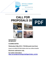 Call For Proposals 2013: Call Identifier: CIP-IEE-2013 Closing Dates: Wednesday 8 May 2013, 17:00 (Brussels Local Time)