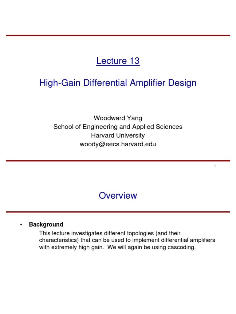 High-Gain Differential Amplifier Design | PDF | Amplifier | Operational ...