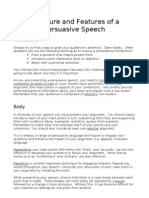 Structure and Features of A Persuasive Speech