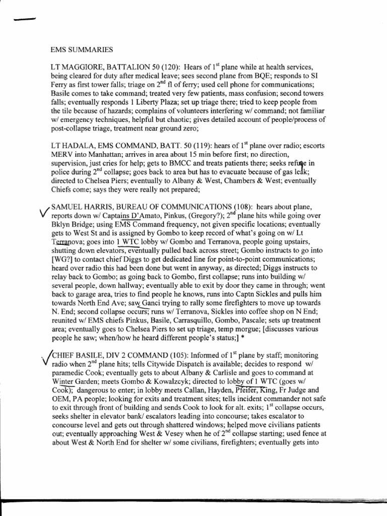 NYC B14 EMS FDR - EMS First Responder Interview Summaries | PDF ...