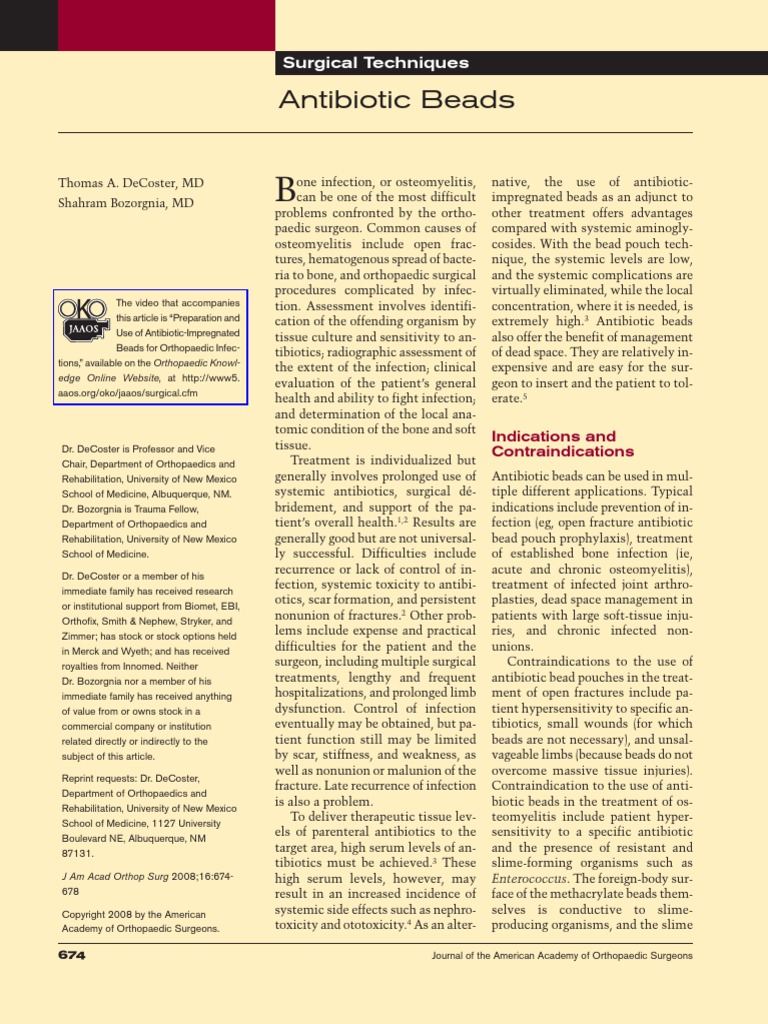 Antibiotic Beads PDF Antibiotics Infection