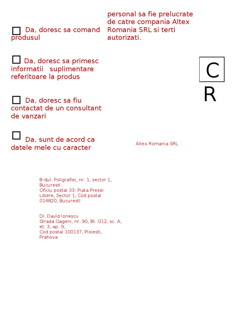 Cupon de Raspuns (Verso) | PDF