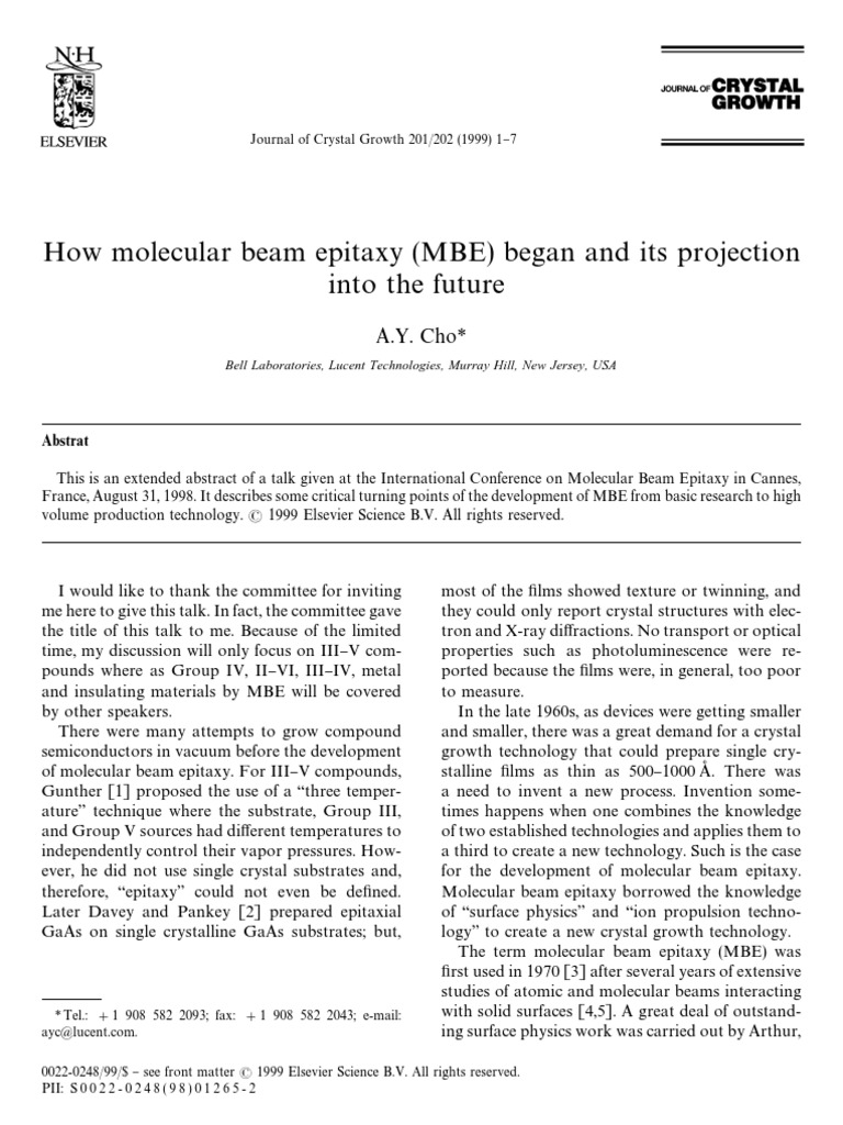 Evolution and Future of Molecular Beam Epitaxy | PDF | Epitaxy ...