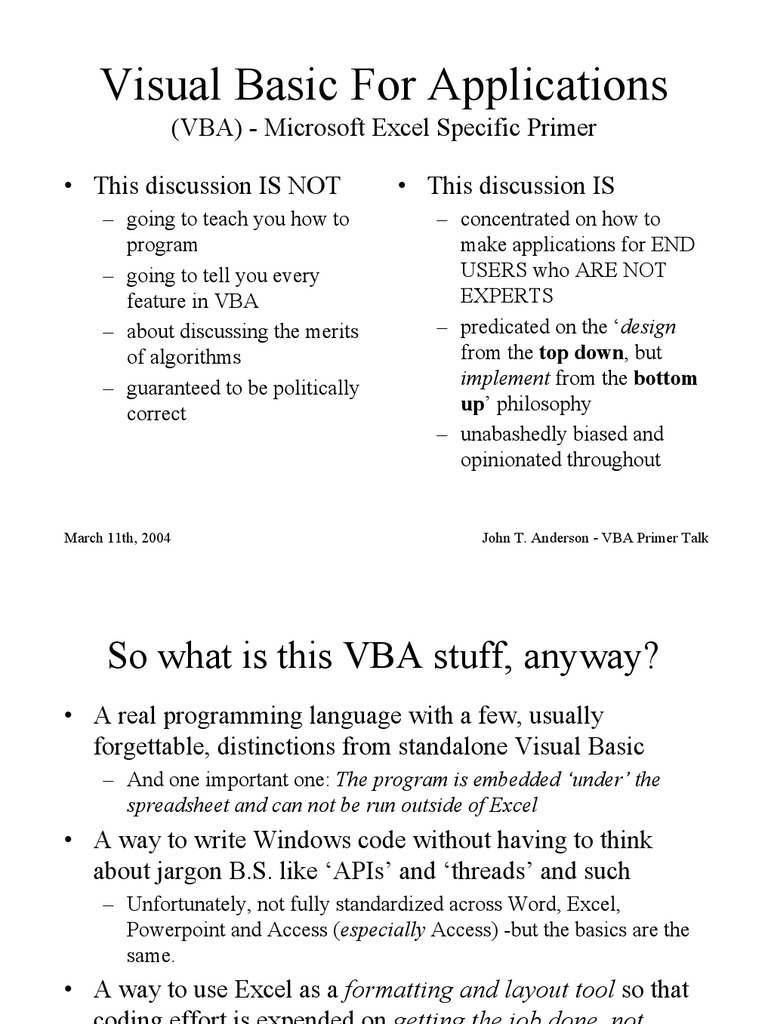 Visual Basic For Applications | PDF