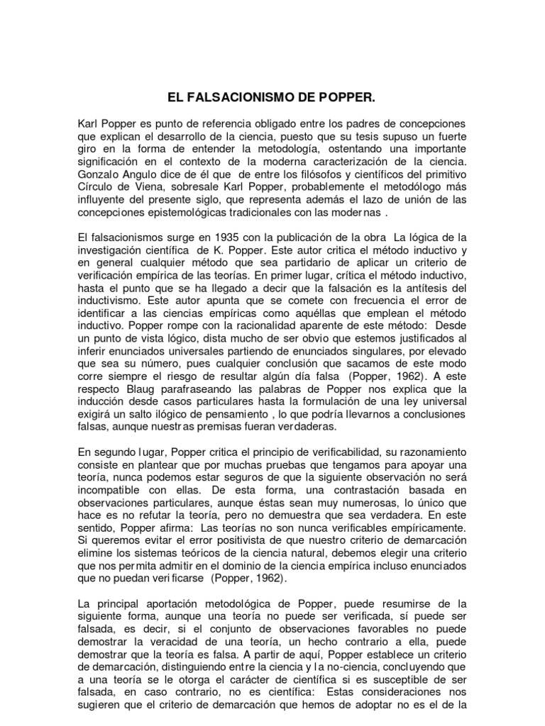 El Falsacionismo de Popper Karl Popper Ciencia