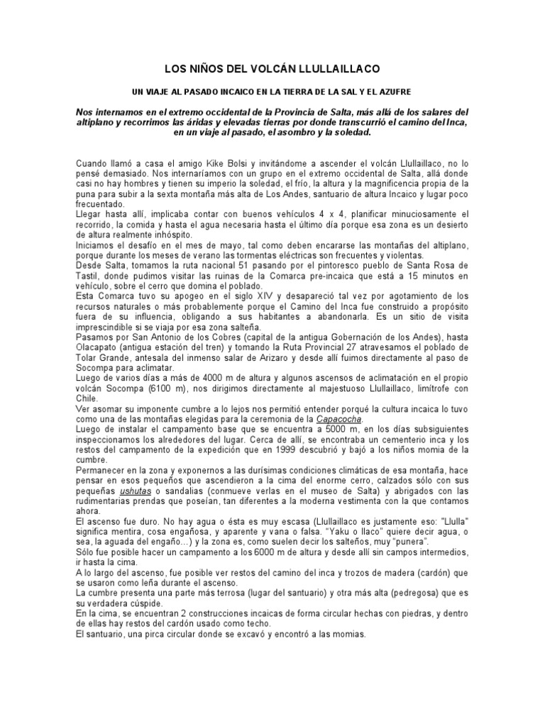 Llullaillaco Inka Pdf | Overview of the Inca Frozen Mummies From Mount ...