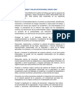 Política de Seguridad y Salud Ocupacional Ohsas 18001