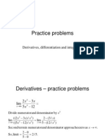 Practice Problems: Derivatives, Differentiation and Integration