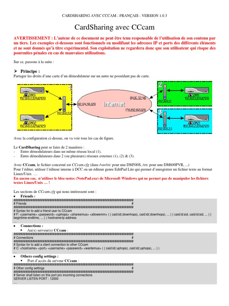 Guide de CardSharing avec CCcam | PDF | Fournisseur d'accès à Internet ...
