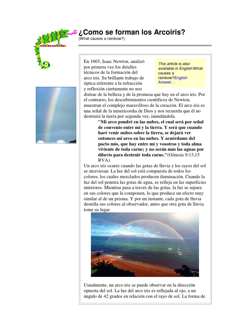 Formación y colores del arco iris | PDF | Arco iris | Color