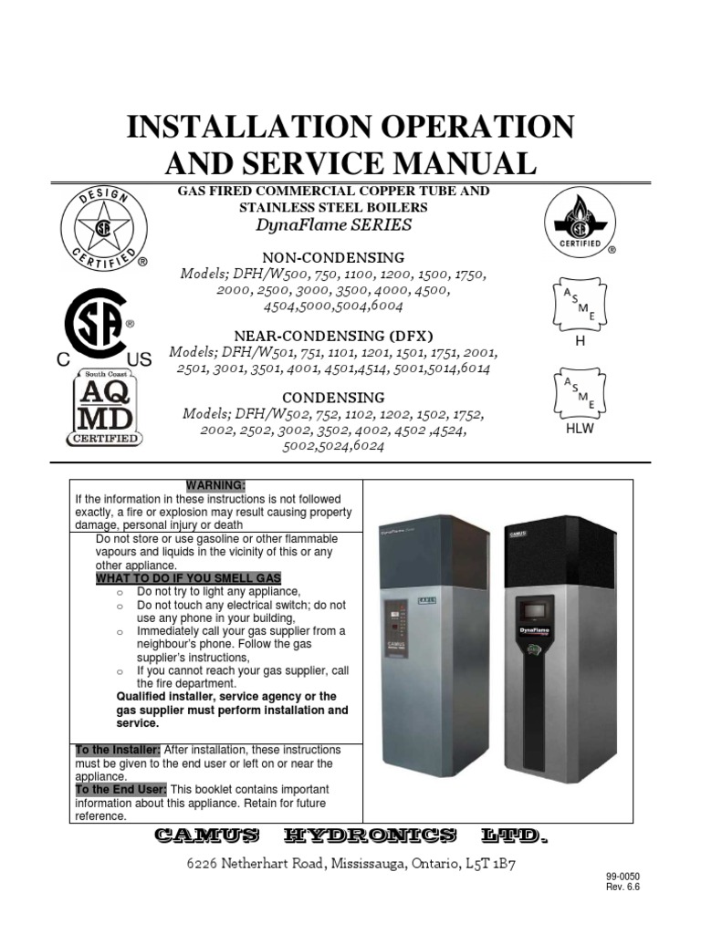 Installation Operation And Service Manual Dynaflame Series