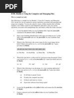 ICDL Sample Tests ICDL Module 2: Using The Computer and Managing Files