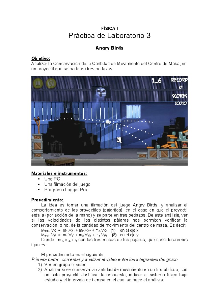 Lab Angry Birds | PDF | Movimiento (física) | Curva