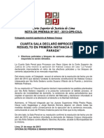 NOTA DE PRENSA Nº 057 - 2013