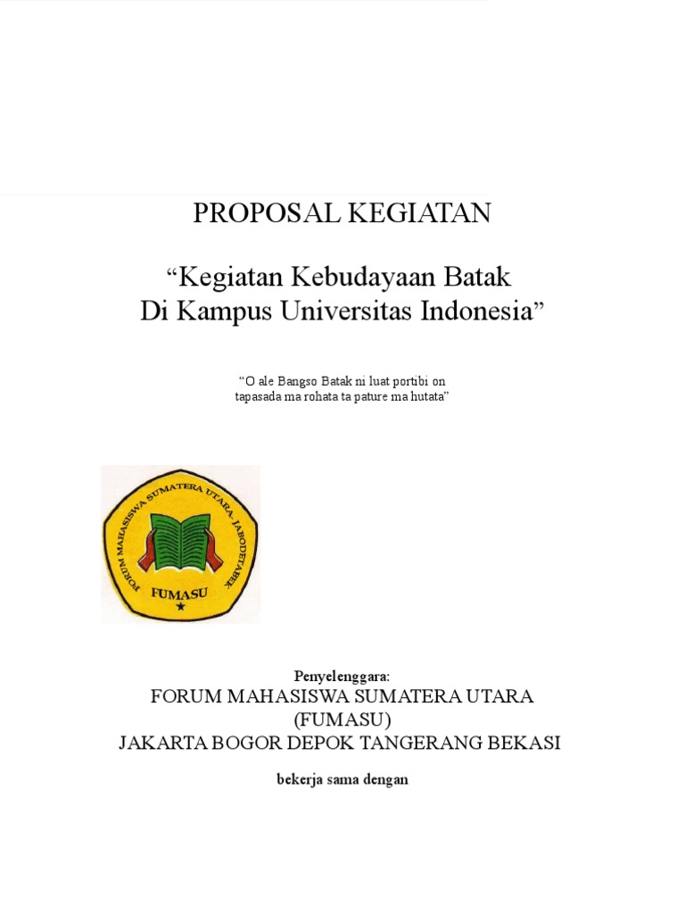 Proposal Kegiatan Mahasiswa Batak