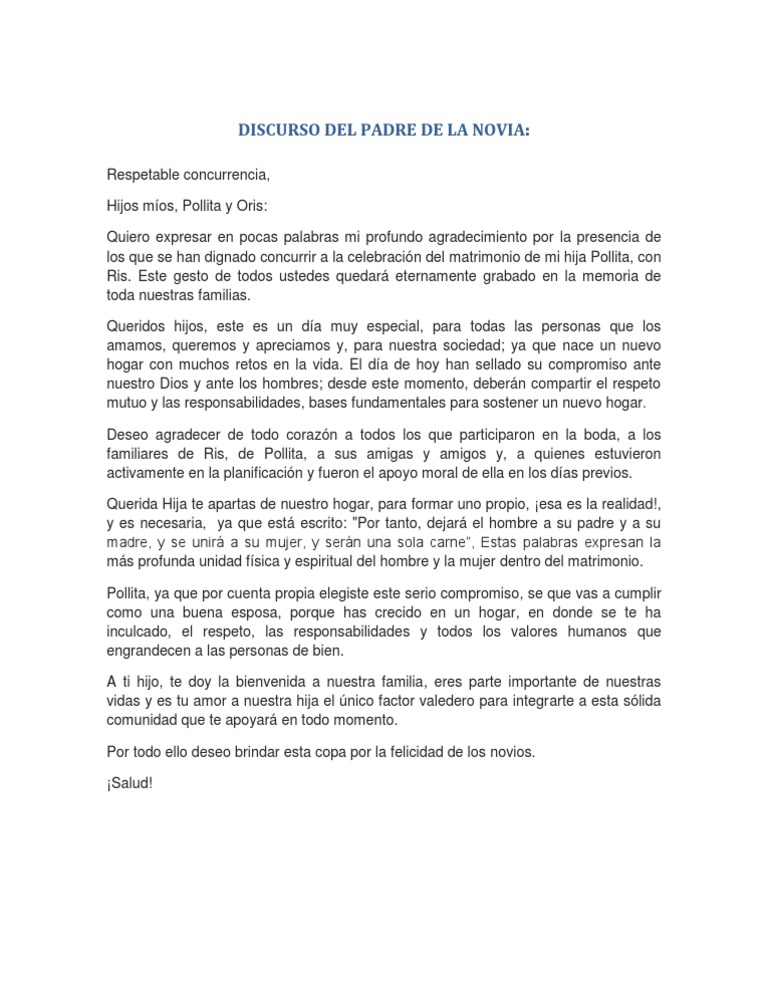 Discurso Del Padre de La Novia