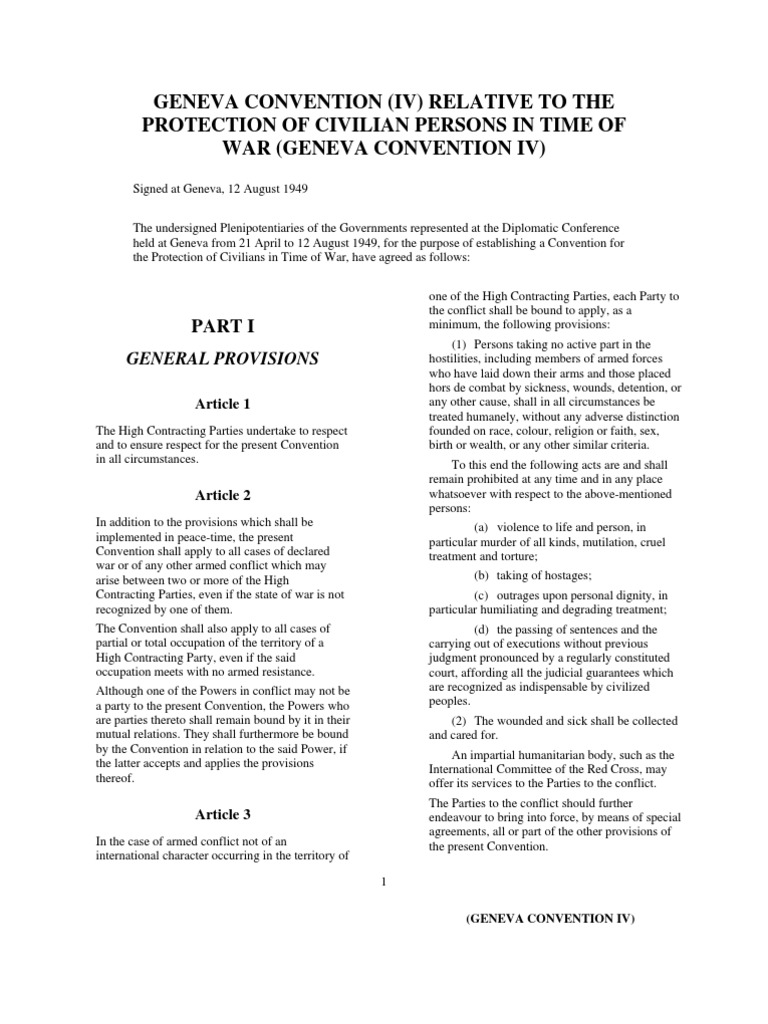 Geneva Convention IV PDF Military Occupation Geneva Conventions