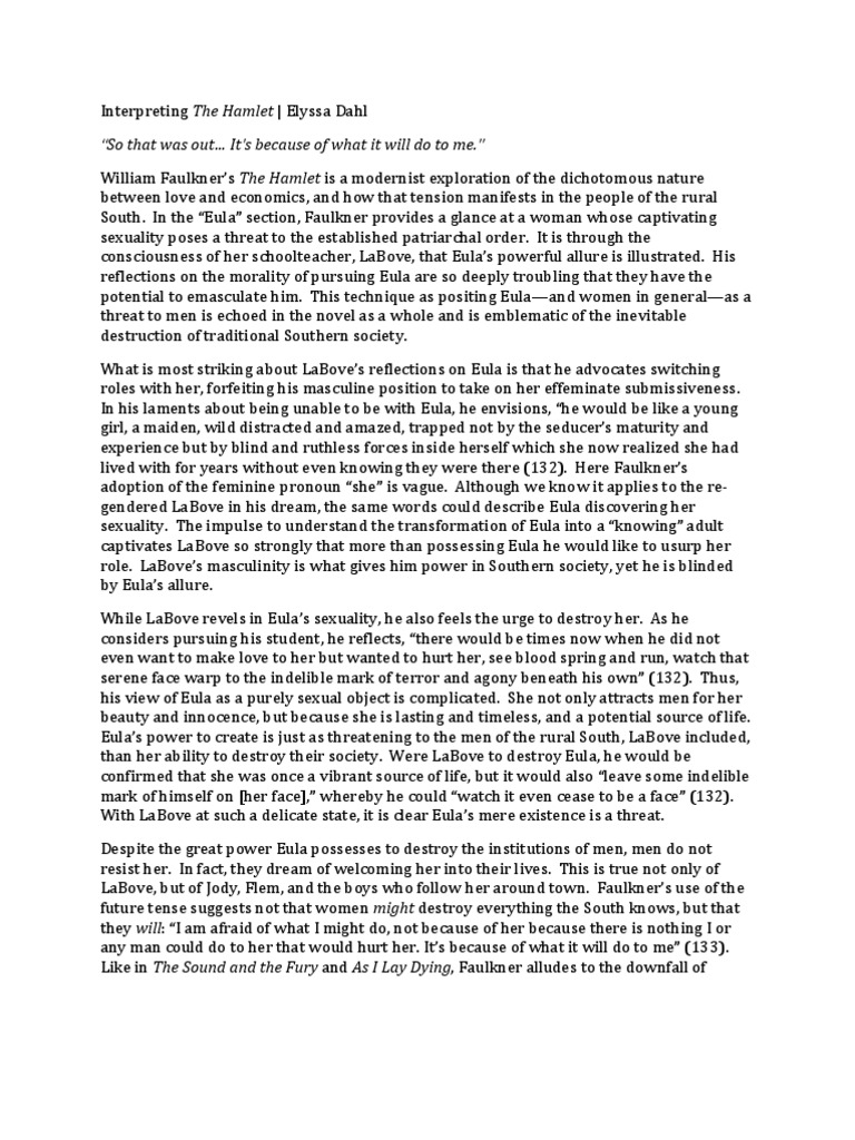 Interpreting The Hamlet PDF Masculinity