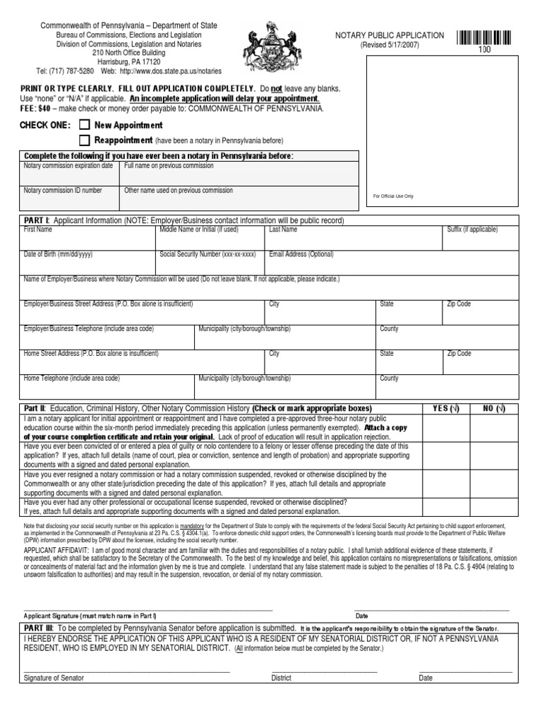 Free Printable Notary Forms Pennsylvania