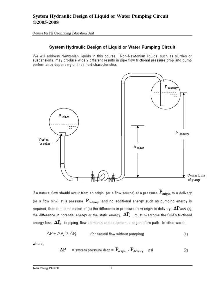 PESystem Hydraulic Design of Liquid or Water Pumping Circuit PDF