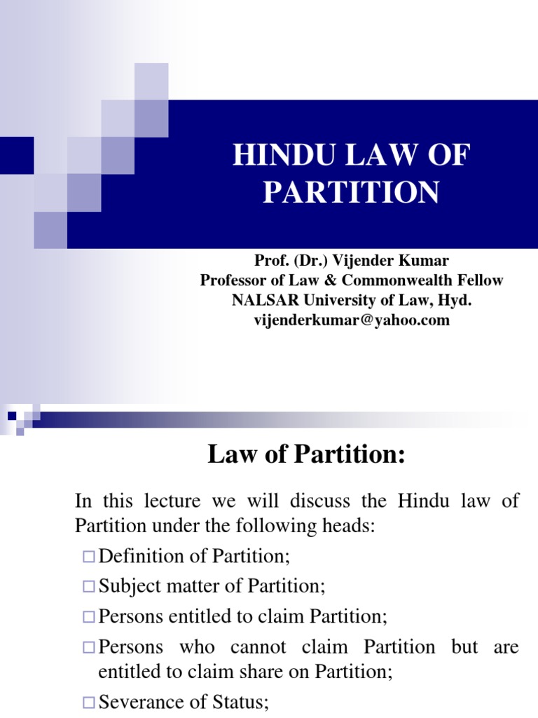 Hindu Law of Partition A Comprehensive Overview of the Key Concepts