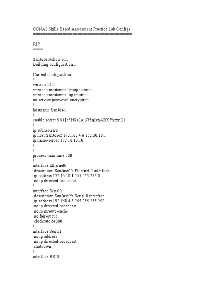 CCNA2 Lab Configs: RIP & IGRP | PDF | Ip Address | Router (Computing)