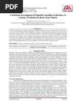 A Stochastic Investigation of Rainfall Variability in Relation To Legume Production in Benue State-Nigeria