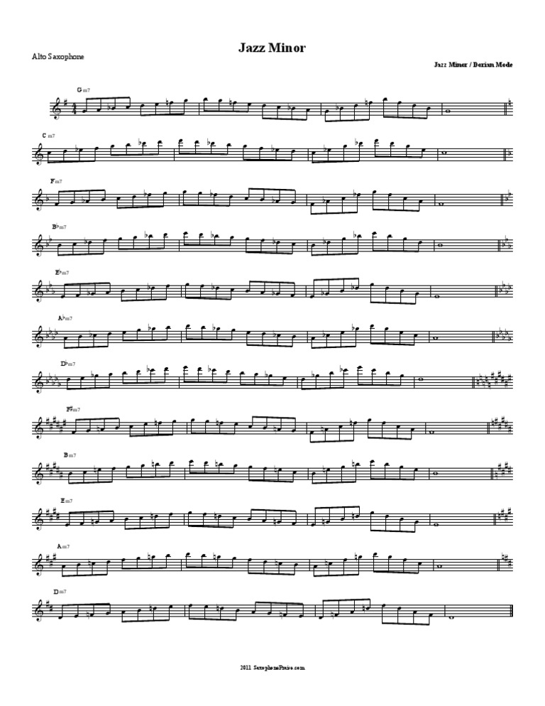 Jazz Dorian Scales Alto Sax.