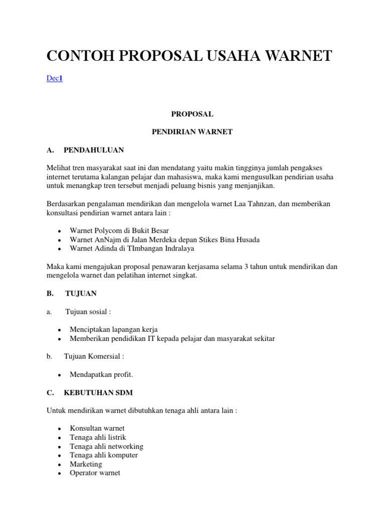 Contoh Proposal Usaha