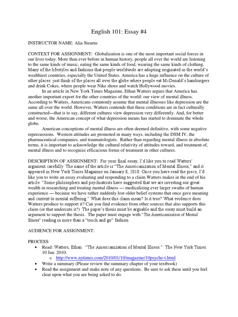 ENG 101 Essay 4 Citation Essays