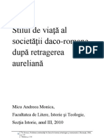 Stilul de Viaţă Al Societăţii Daco-Romane