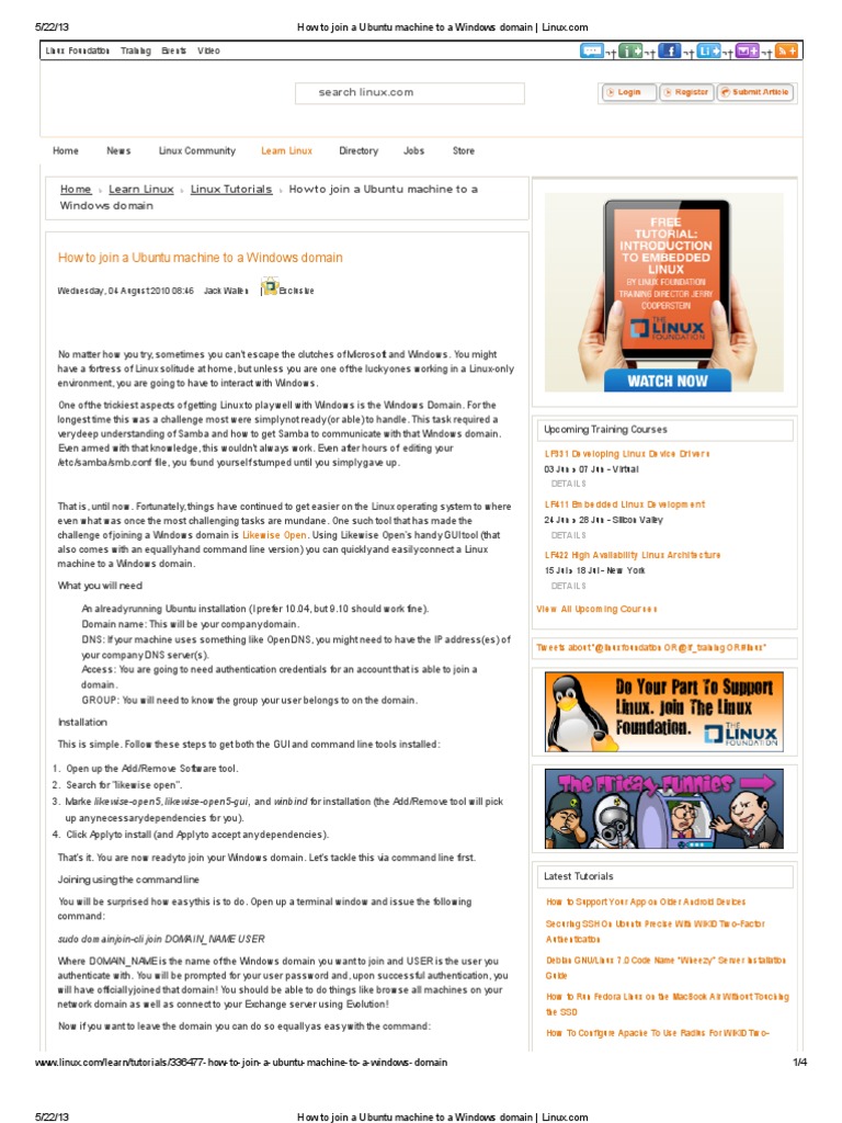How To Join A Ubuntu Machine To A Windows Domain Linux PDF Linux