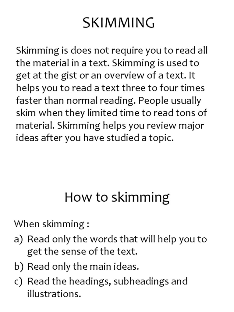 Skimming | PDF | Speed Reading | Communication