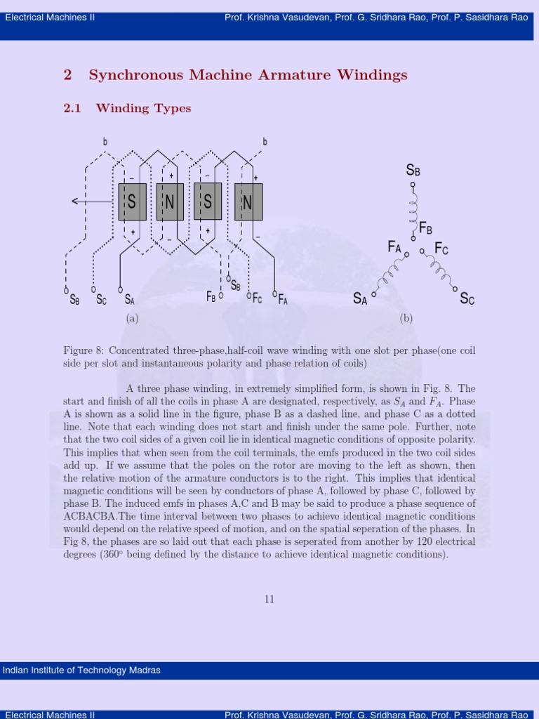 Synchronous Machine Winding Types | PDF | Electrical Engineering | Force