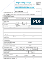 Application For Admission To B.E. Course